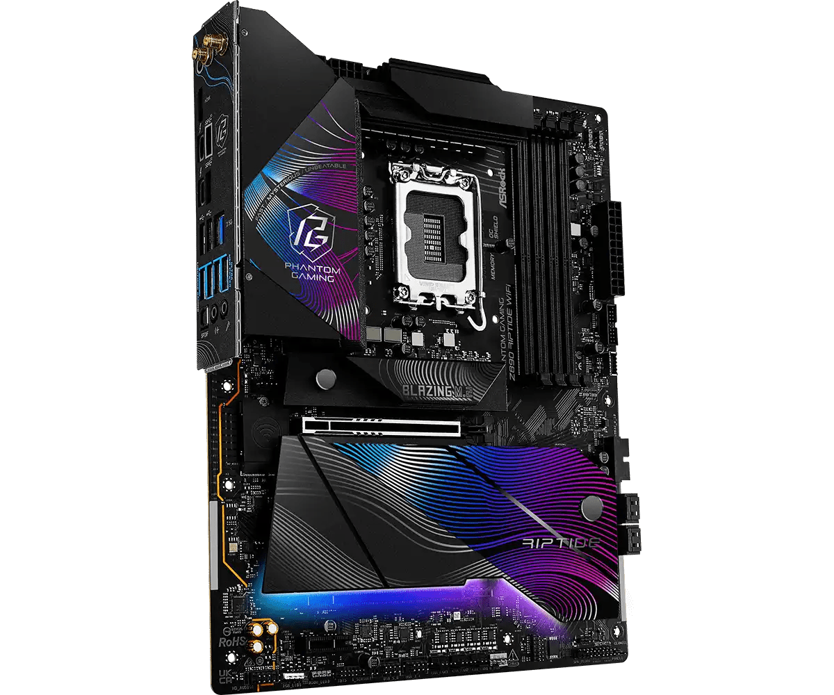 ASRock PHANTOM GAMING Z890 Riptide WiFi LGA1851 Socket Gaming Motherboard - Vektra Computers LLC ASRock PHANTOM GAMING Z890 Riptide WiFi LGA1851 Socket Gaming Motherboard - Vektra Computers LLC